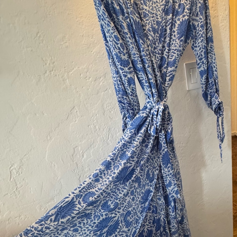Natalie Martin Corfu Blue Floral Wrap Dress - XS